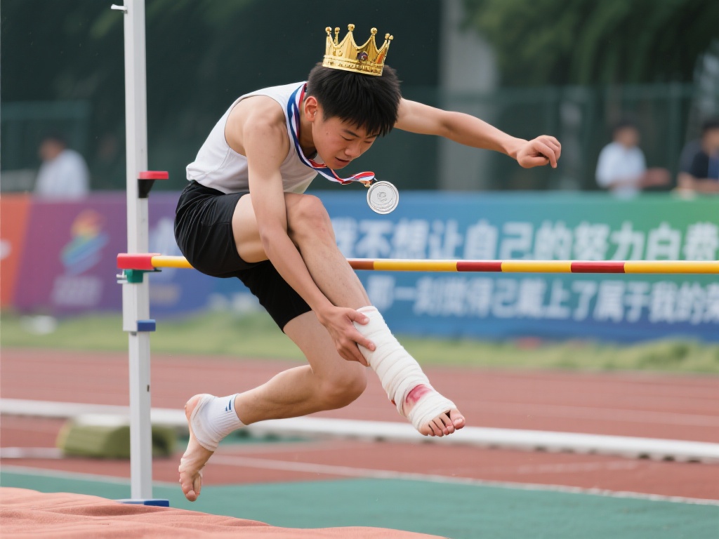 例如，在一次全国青少年田径比赛中，一名跳高选手在最